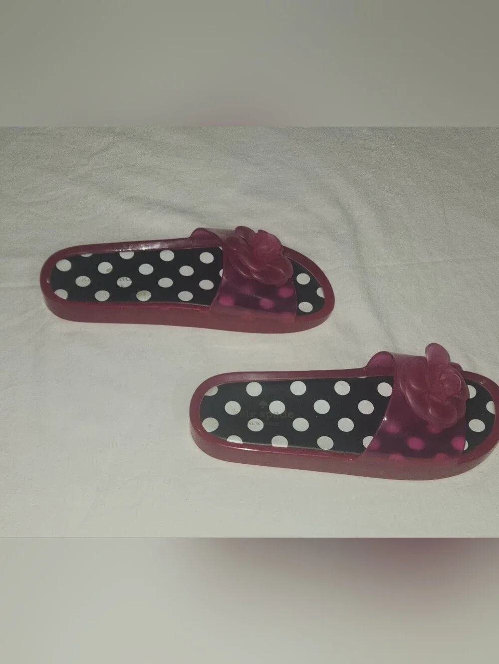 Kate Spade New York Splash Dark Pink Glitter Jelly Slide Sandals Size 9